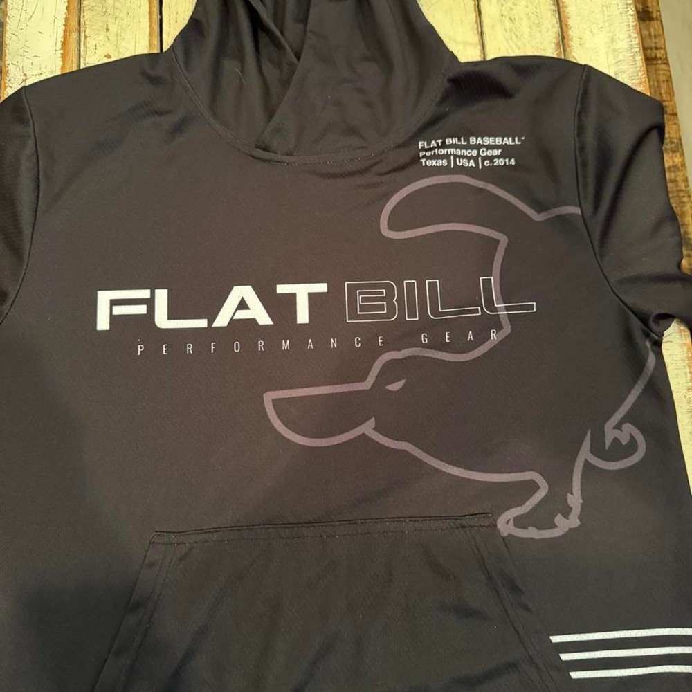Flat Bill Baseball Performance Gear Youth Large Black Short Sleeve Hoodie